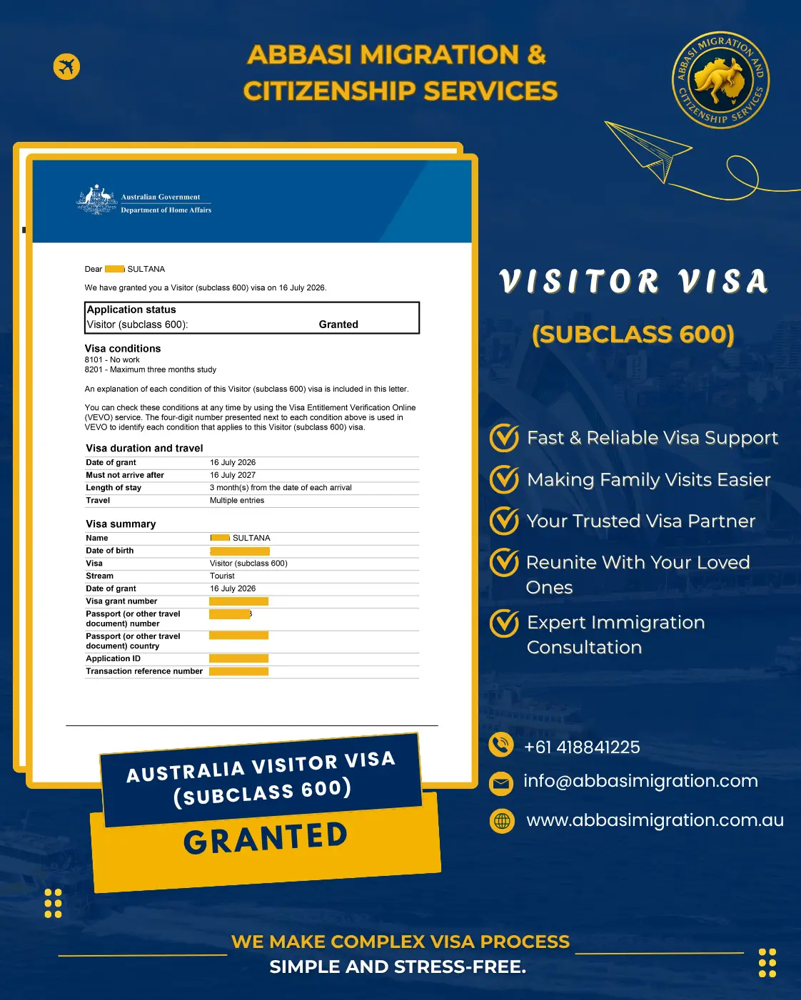 Visitor Visa Abbasi Migration _ Citizenship Services